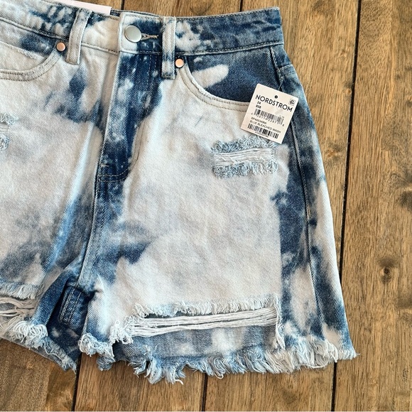 New BP Women's High Rise Distressed Bleached Cotton Ripped Denim Shorts / Sz 24 - Picture 2 of 14